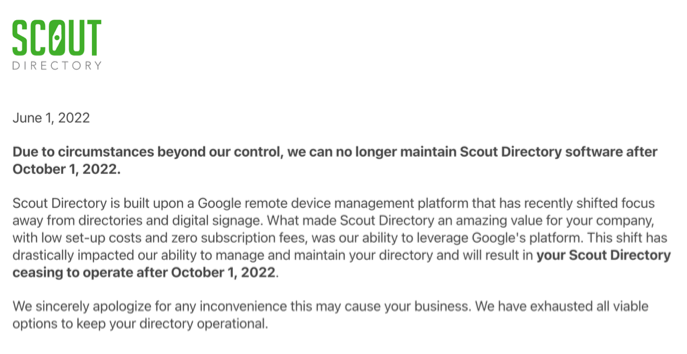 Out of Business Scout Directory