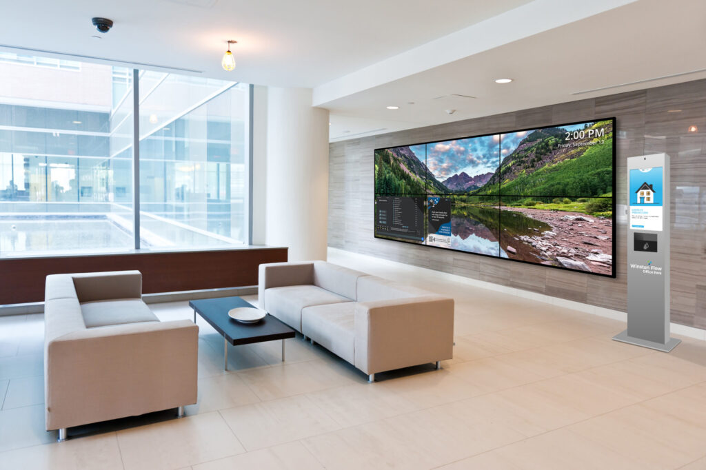 TouchSource Video Wall and Kiosk in a Lobby