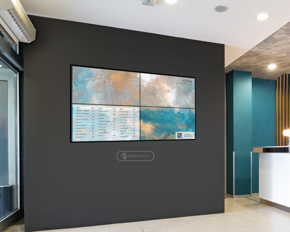 medical office lobby with video wall and directory-medium