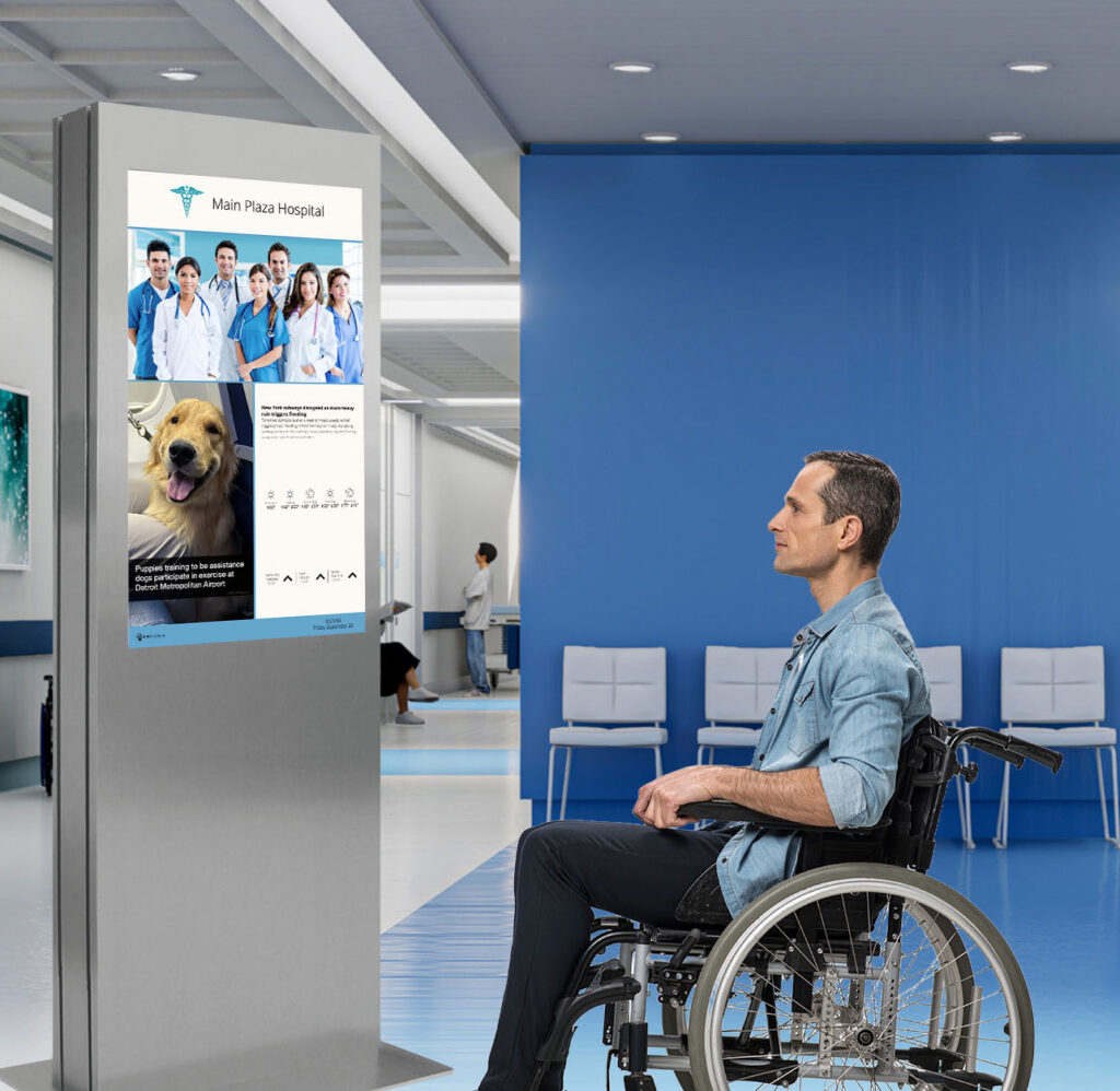 TouchSource makes it easy for hospitals and medical office buildings to guide patients and communicate to employees and visitors