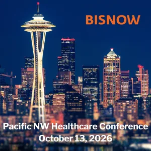 Seattle skyline with the text Pacific NW Healthcare Conference October 13, 2026.