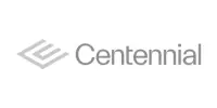 Centennial logo: a gray geometric mark to the left of the word ‘Centennial’.